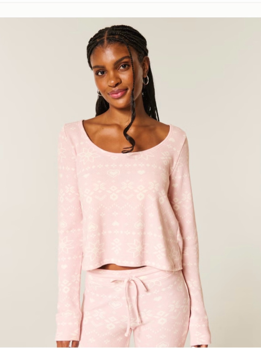Gilly Hicks Pink and White Ribbed Loungewear Top